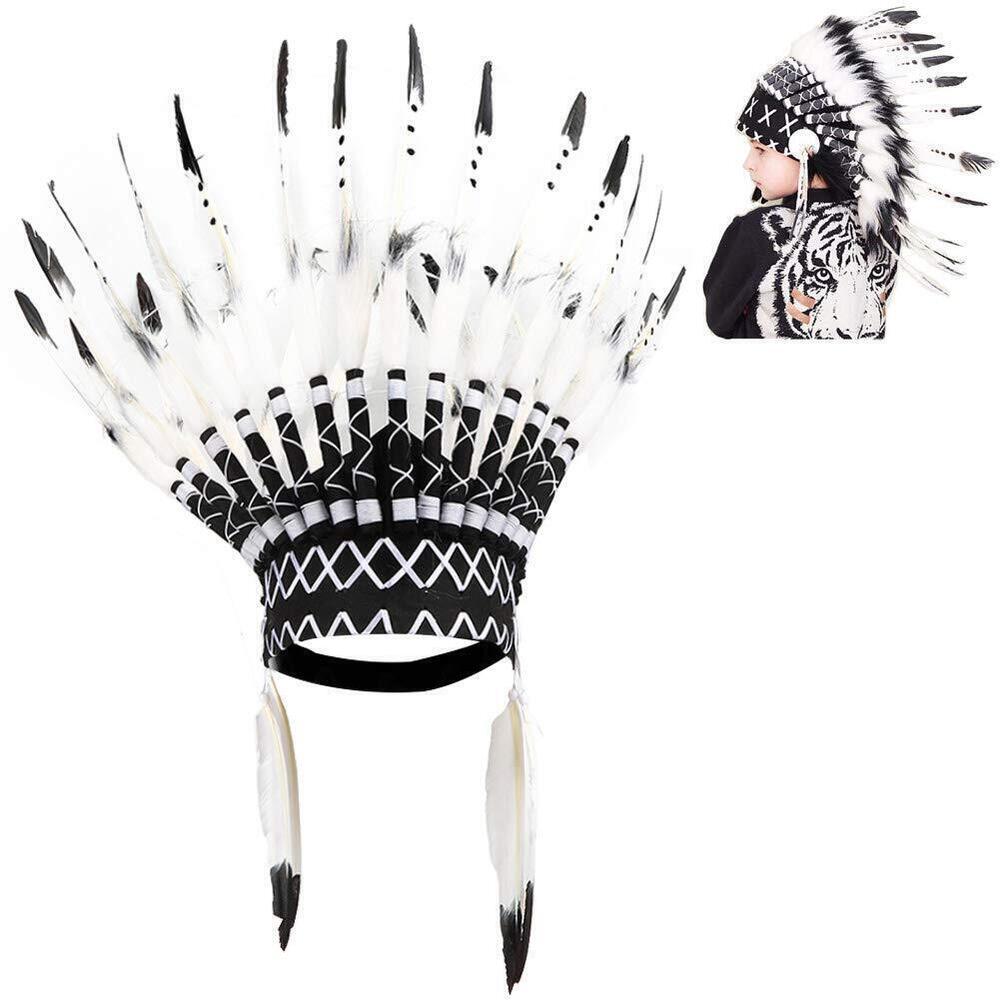 9837 Feather Headdress Black Kids and Adult Costume Accessory for Party